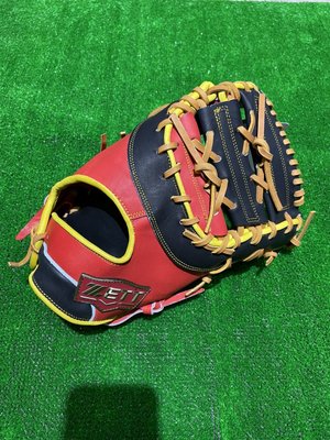 棒球世界全新ZETTA級硬式牛皮棒球一壘手手套紅黑配色特價不到63折