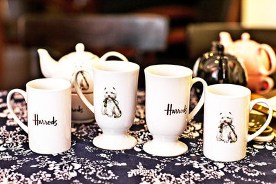 茶藝師 英國倫敦harrods哈羅斯陶瓷杯馬克杯情侶杯茶壺骨瓷杯高腳西高地