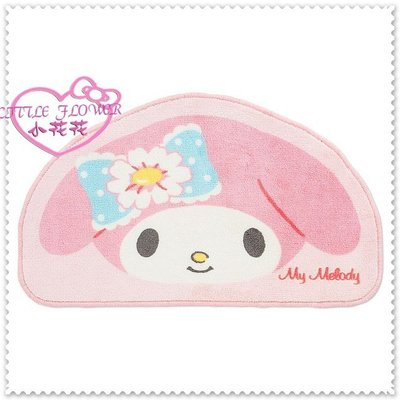 ♥小花花日本精品♥Hello Kitty 美樂蒂  半圓型地墊 腳踏墊  粉色大臉緞帶22513205