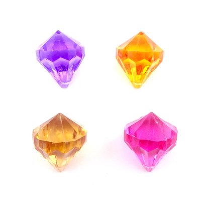 壓克力石頭花瓶魚缸造景材料 壓克力彩石(鑽石)-紫/黃/咖啡/粉紅(18顆/盒)