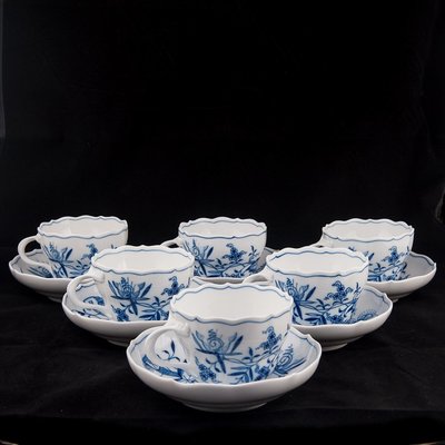 *JAZZ棧* 德國麥森Meissen 手繪藍洋蔥系列咖啡杯盤組一級典藏品6客