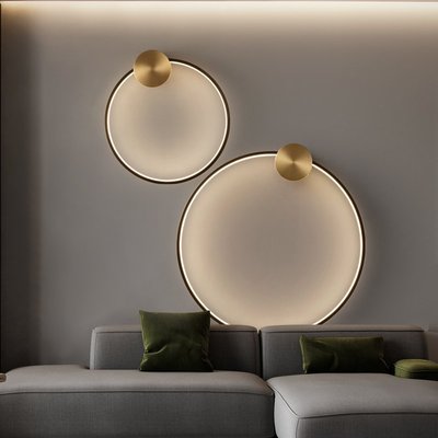 全銅壁燈2021新款輕奢創意臥室客廳沙發背景墻圓形氛圍裝飾燈-雙喜生活館