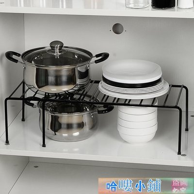 置物架 收納架 廚房柜子可伸縮雙層單層置物架櫥柜分層架隔板隔層碗盤放鍋收納架