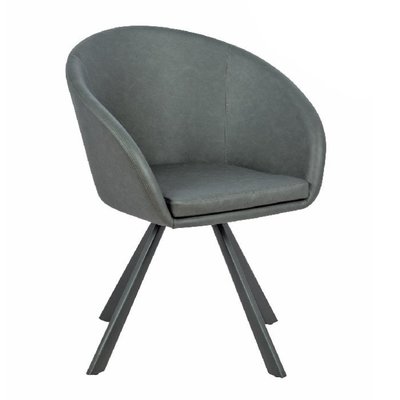 【DH】商品貨號38346商品名稱《米羅》55CM鐵藝灰色皮旋轉餐椅(圖一)可360度旋轉.主要地區免運費