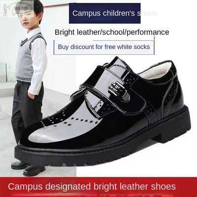 送小白襪新款男童皮鞋黑英倫風兒童軟底表演鞋畢業表演鞋