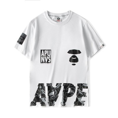 100％原廠M-3XL  Aape 男女裝 猿顏 迷彩 袖口 下擺 拼接 潮流 寬松 全棉 高品質 短袖T恤恤