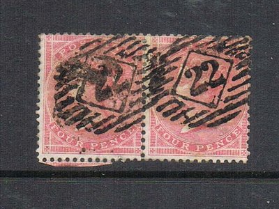 出國休假中【雲品五】英國Great Britan 1857 QV SG 66b pair (Thick paper) FU 庫號