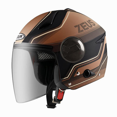 『元成安全帽』ZEUS安全帽 ZS-612A (AD17) 消光黑咖啡 ＊小帽款/ 雙層鏡片/ 可拆內襯/ 四分之三