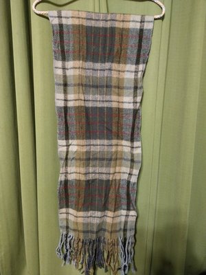 burberry經典條紋橄欖綠羊毛料圍巾