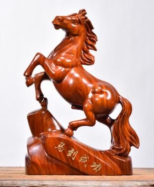 4633A 歐式木質馬到成功擺件 雕刻馬裝飾品 花梨木雕馬到成功擺飾藝術品開業禮品