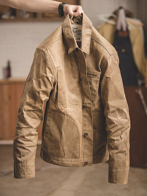 馬登工裝外套男 阿美咔嘰美式復古經典復刻修身重磅油蠟帆布夾克-木初伽野