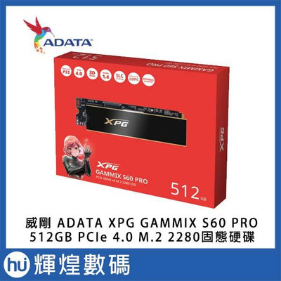 威剛 ADATA XPG GAMMIX S60 Pro 512GB PCIe 4.0 (黑) SSD 固態硬碟