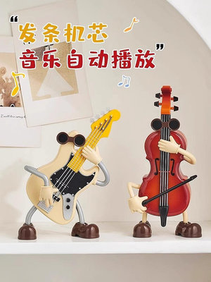 創意小提琴八音盒音樂盒桌面兒童房裝飾擺件吉他高級感生日禮物~優優精品店