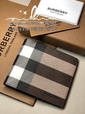 歐美連線 現貨 全新正品 BURBERRY 80366661 暗樺木棕色 格紋環保帆布 8卡式短夾