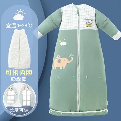 純棉兒童睡袋秋冬季加厚可拆卸內膽嬰兒連體衣睡衣防踢被四季通用特價