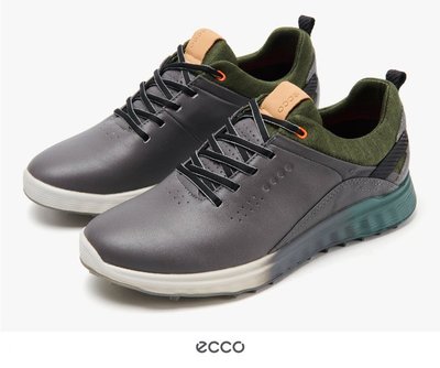 ECCO愛步男鞋2022新款小白鞋戶外真皮 防滑運動高爾夫球鞋102904