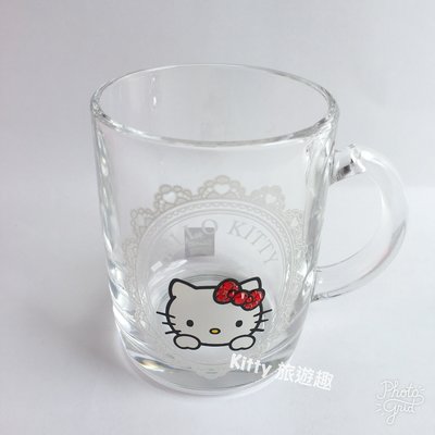 [Kitty 旅遊趣] Hello Kitty 水鑽玻璃杯 凱蒂貓 水鑽馬克杯 杯子 禮物 啤酒杯 送禮