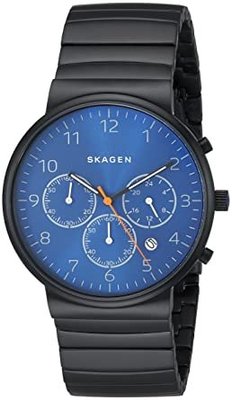 展示品如新 SKAGEN 藝術典藏波紋鈦金屬腕錶 藍x黑 40mm SKW6166 保固7日