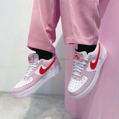 Nike Air Force 1 粉紅 愛心 低幫休閒滑板鞋DD3384-600 男女鞋