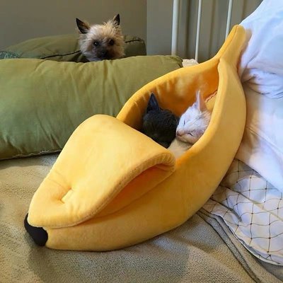 ins同款香蕉貓窩寵物狗窩香蕉窩泰迪狗窩封閉式保暖香蕉船貓咪床（小款）