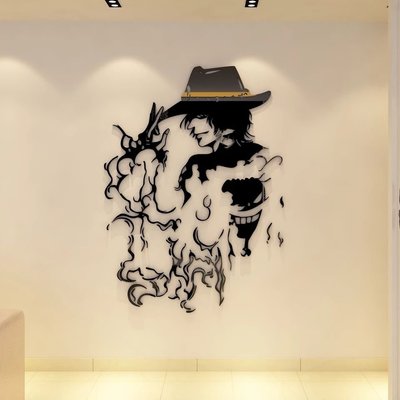 海賊王火拳艾斯壁貼3D的立體壓克力裝飾貼畫臥室客廳創意自編動漫畫