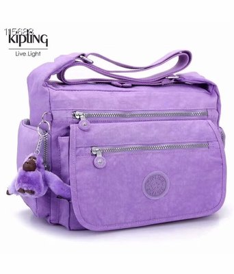 【熱賣精選】 Kipling 猴子包 K19941 粉紫 多夾層拉鍊款輕量斜背包肩背包 大容量 旅遊 防水 限時優惠