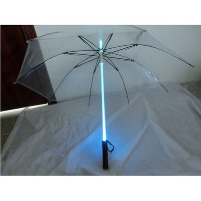 【透明光劍傘】中桿可七彩可單色 LED星際激光直傘 雨傘廣告傘供應發光傘中棒LED發光雨傘星球大戰星際大戰LED光劍傘