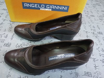 義大利製原廠盒裝 ANGELO GIANNINI 真皮厚底鞋 USA 5.5 EUR 35.5 JPN 22.5 CM