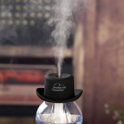 夏日辦公室 住家冷氣首選~牛仔帽霧化加濕器 噴霧器 造霧機 創意 造型 USB迷你型 瓶蓋加濕器