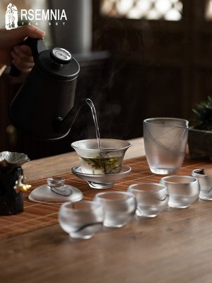 現貨熱銷-茶具Rsemnia高檔琉璃功夫茶具水墨茶壺茶杯套裝整套家用玉瓷玉石泡茶免運