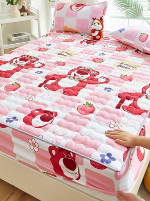 A類迪士尼維尼熊夾棉床笠單件席夢思床墊保護罩床墊套罩防滑床罩