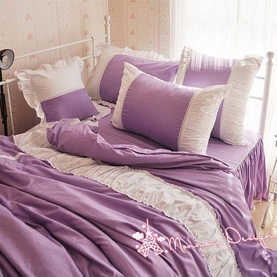 標準雙人床罩 公主風床罩 凝香 紫色 蕾絲床罩 入宅床罩 床裙組 荷葉邊床罩 精梳純棉 佛你企業