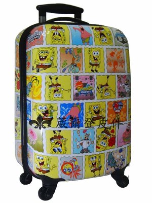 《 補貨中缺貨葳爾登》海棉寶寶超輕硬殼鏡面行李箱360度旅行箱20吋防水拉桿海棉寶寶登機箱