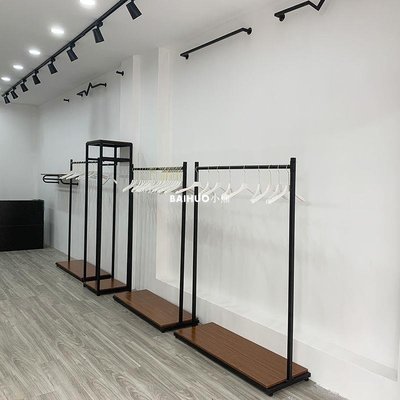 鐵藝衣架桿服裝店男女貨架展示架落地式中島架側掛架衣服架子特價-