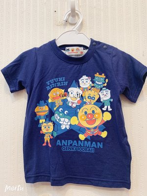 『 貓頭鷹 日本雜貨舖 』麵包超人-人物兒童短袖T藍色