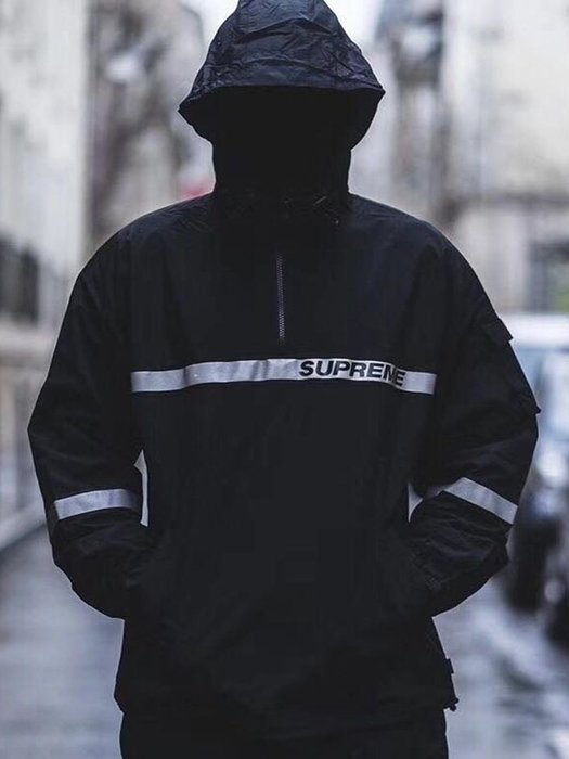 超搶手】Supreme Reflective Taping Nylon Hooded Pullover半拉套頭