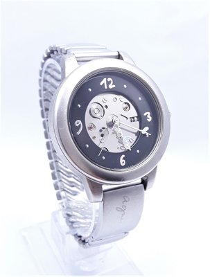 【Jessica潔西卡小舖】日本艾格尼絲agnes b.水晶玻璃,黑色面經典機械錶