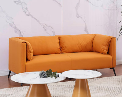 【生活家傢俱】JF-161-1：橘色雙人布沙發【台中家具】科技布沙發 兩人沙發 雙人沙發 造型沙發 雙人椅