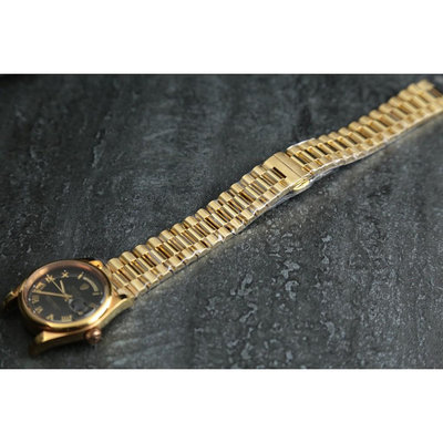 金色 實心三珠款 總統帶 超值22mm 20mm平頭不鏽鋼製錶帶,双按式蝴蝶錶扣,智慧表可用～可使用快拆彈簧棒