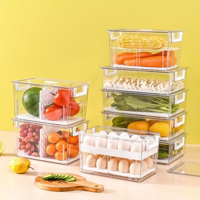 冰箱保鮮盒家用食物冷凍密封儲存盒子透明雞蛋盒可疊加冰箱收納盒~特價