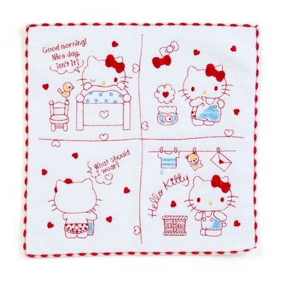代購現貨 日本三麗鷗Hello Kitty/雙子星 刺繡小方巾