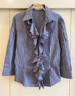 日本購入 正品 意大利品牌 NARA CAMICIE 七分袖條紋襯衫（女）M號