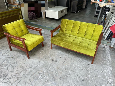 吉田二手傢俱❤綠色1+2布沙發組 沙發 臥室 客廳 套房 會客 辦公室 現代沙發 布藝 實木 扶手