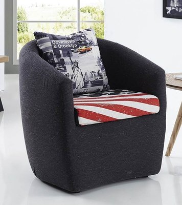【生活家傢俱】HJS-335-5：美國風休閒椅-黑布款【台中家具】單人椅 布沙發可拆洗 實木椅架 休閒椅 抱枕