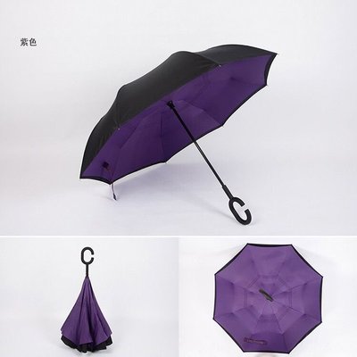 車用反向傘雙層免持式雨傘長柄男女德國創意雨傘雙層雨傘反向汽車