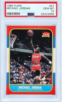 Michael Jordan 最頂卡 Chicago Bulls 1986 Fleer #57 PSA 10