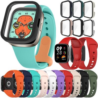 森尼3C-於紅米手錶3Redmi Watch 3矽膠錶帶Mi Watch Lite3硅膠保護套 PC+鋼化膜一體保護殼 充電線-品質保證