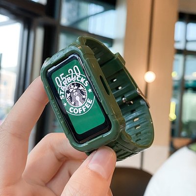 【裝甲全包一體】適用榮耀手環6錶帶 華為手環6/6Pro腕帶NFC版通用智能運動硅膠替換帶個性潮男生款時尚配件