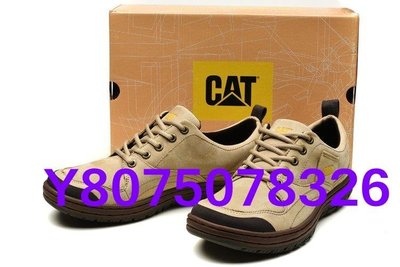 CAT卡特 男鞋 時尚潮流 低幫戶外休閒皮鞋 舒適百搭 防滑耐磨 系帶款 米白