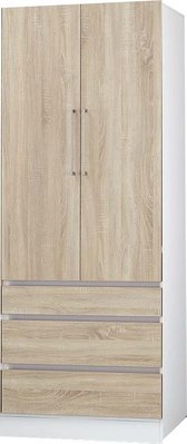 【生活家傢俱】HJS-450-7：美爾2.8尺三抽衣櫃-加州橡木【台中家具】系統衣櫃 開門式衣櫥 低甲醛系統家具